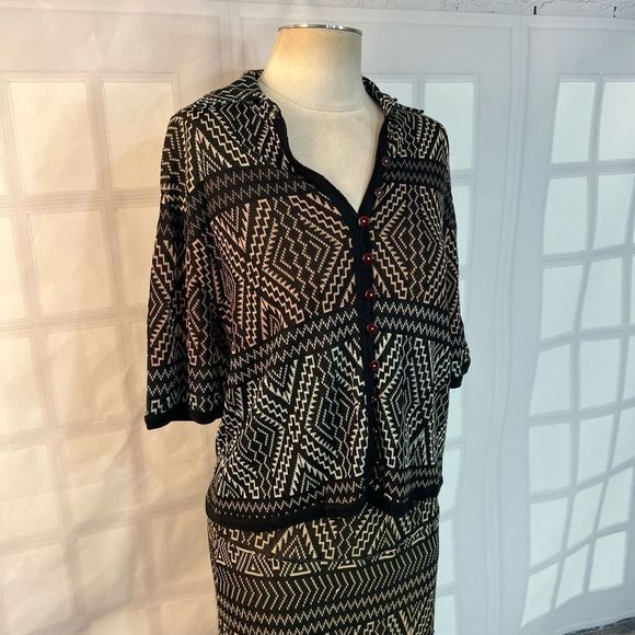 Brenda French vintage 2piece knit button down top and maxi skirt set - Picture 2 of 11